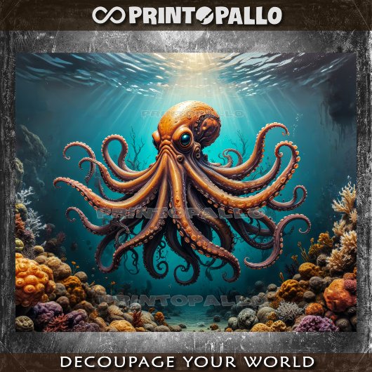 サンゴ礁を持つ水中のタコ海 薄葉紙