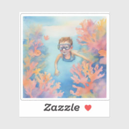 サンゴ礁を楽しむ若いシュノーケラー シール