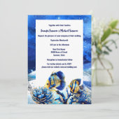 サンゴ礁シックな青い金ゴールド蝶の魚ビーチ 招待状 (スタンド正面)