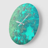 サンゴ礁ターコイズ海水 ラージ壁時計 (傾斜)