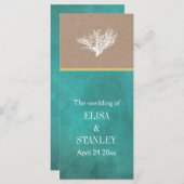 サンゴ礁ティール(緑がかった色)クラフト紙ビーチ結婚式プログラム プログラム (正面/裏面)