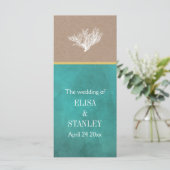 サンゴ礁ティール(緑がかった色)クラフト紙ビーチ結婚式プログラム プログラム (スタンド正面)