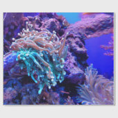 サンゴ礁ブルーパープルシーアネノーム ラッピングペーパー (フラット)