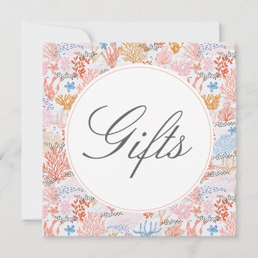 サンゴ礁ベビーシャワーテーブルカード 招待状 (正面)