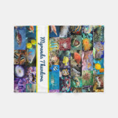 サンゴ礁マリンライフフィッシュ動物写真コラージュ フリースブランケット (正面(横))