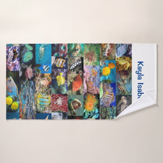 サンゴ礁マリンライフフィッシュ動物写真名 バスタオル (バスタオル)