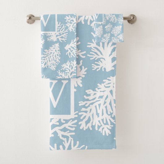 サンゴ礁夏海岸ビーチモノグラム屋外 バスタオルセット (インサイチュ)