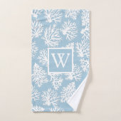 サンゴ礁夏海岸ビーチモノグラム屋外 バスタオルセット (ハンドタオル)