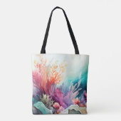 サンゴ礁海付き水彩床 トートバッグ (裏面)