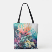 サンゴ礁海付き水彩床 トートバッグ (裏面)