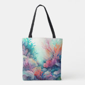 サンゴ礁海付き水彩床 トートバッグ (裏面)