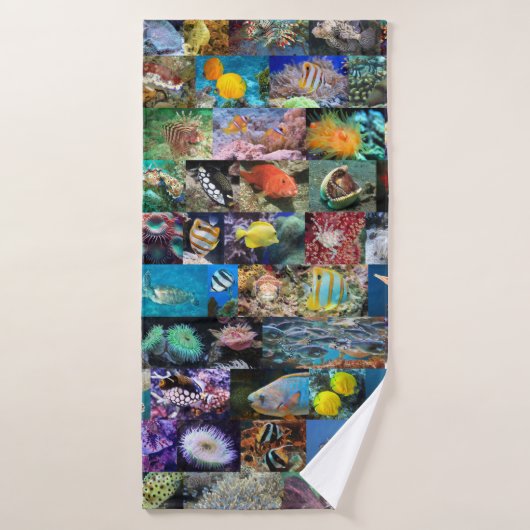サンゴ礁海洋生物：魚と動物の写真 バスタオル (バスタオル)