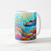 サンゴ礁鮮やか付きスティングレイ コーヒーマグカップ (正面右)