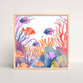 サンゴ礁 | 水彩 カラフルな魚 海洋 ポスター