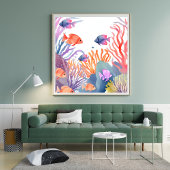 サンゴ礁 | 水彩 カラフルな魚 海洋 ポスター