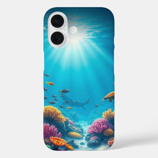サンゴ礁 海の生活 美しいデザイン iPhone 16 カバー (裏面)