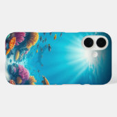 サンゴ礁 海の生活 美しいデザイン iPhone 16 カバー (裏面 (横))