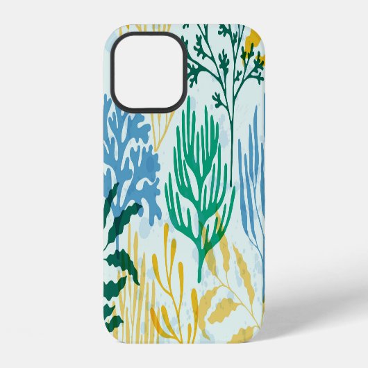 サンゴ礁、藻類のシームレスなパターン。 iPhoneケース (裏面)