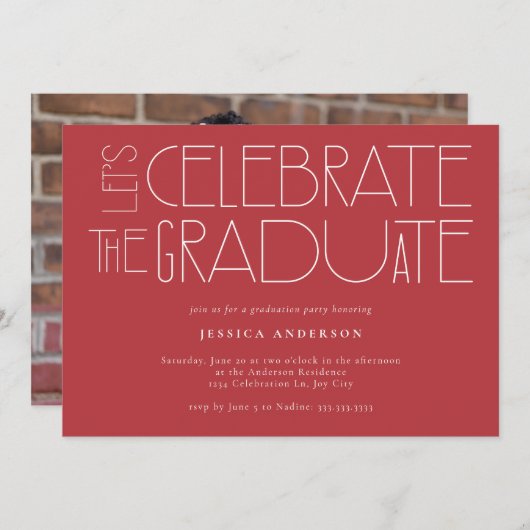 サンゴ祝赤卒業式 招待状 (正面/裏面)