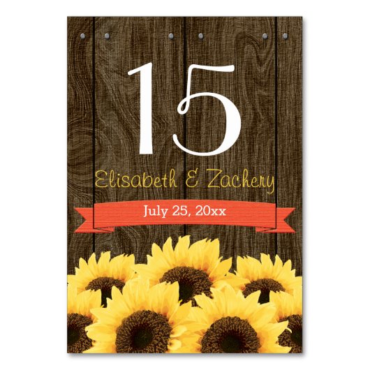 サンゴ素朴ひまわりテーブル番号カード テーブルナンバー (裏面)