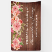 サンゴ素朴結婚ダリア花の茶色の壁 横断幕 (縦)