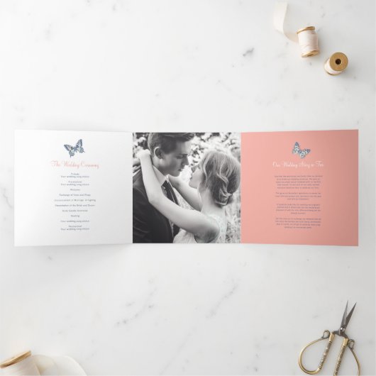 サンゴ結婚ダークブルーバタフライ 三つ折りプログラム (内部)