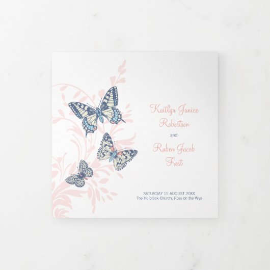 サンゴ結婚ダークブルーバタフライ 三つ折りプログラム (カバー)