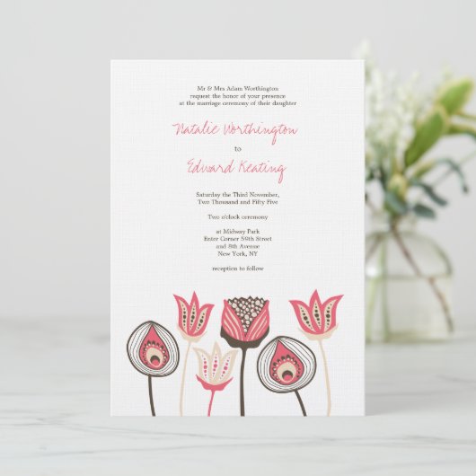 サンゴ結婚チョコレートアイボリーフラファンキーワーズ 招待状 (スタンド正面)