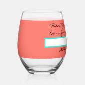 サンゴ結婚式の引き出物モノグラム赤いハート ステムなしワイングラス (右)