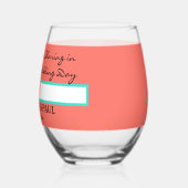 サンゴ結婚式の引き出物モノグラム赤いハート ステムなしワイングラス (左)