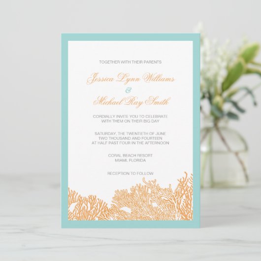 サンゴ結婚式招待状フォーシー結婚サイドズ 招待状 (スタンド正面)