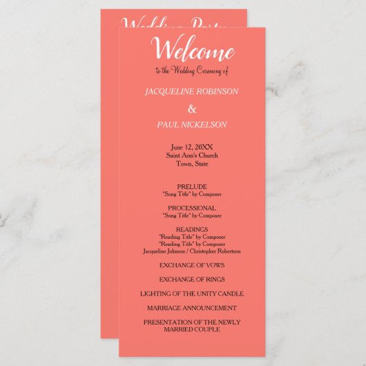 サンゴ結婚式 プログラム (正面/裏面)