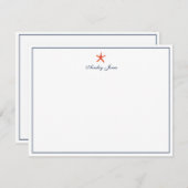 サンゴ航海のとネイビーヒトデパーソナライズされたィー サンキューカード (正面/裏面)