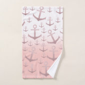 サンゴ航海のバラ金ゴールドグリッターいかりパターン バスタオルセット (ハンドタオル)