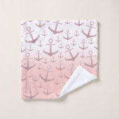 サンゴ航海のバラ金ゴールドグリッターいかりパターン バスタオルセット (ウォッシュタオル)