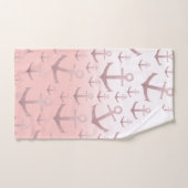 サンゴ航海のバラ金ゴールドグリッターいかりパターン バスタオルセット (ハンドタオル)