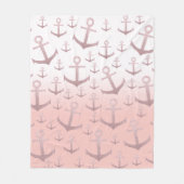 サンゴ航海のバラ金ゴールドグリッターいかりパターン フリースブランケット (正面)