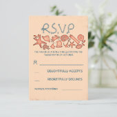 サンゴ航海のビーチ結婚式RSVPカード 出欠カード (スタンド正面)