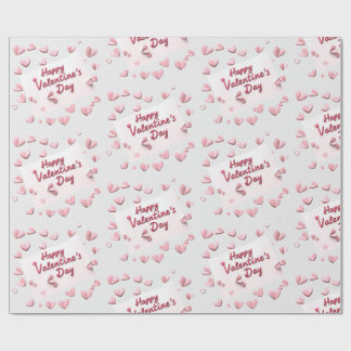 サンゴ色とパステルピンクのハートが散らばるSweetheart Scatter ラッピングペーパー