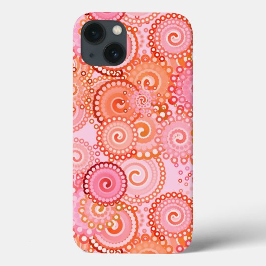 サンゴ色とピンクのフラクタル渦巻き模様 Case-Mate iPhoneケース (裏面)