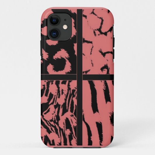 サンゴ色と黒の野生動物パターン Case-Mate iPhoneケース (裏面)
