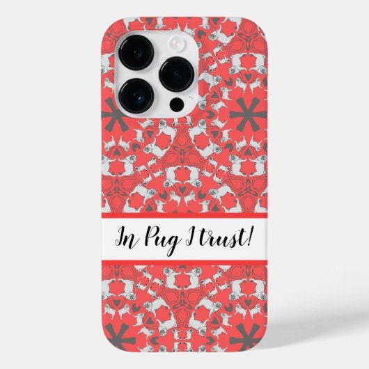 サンゴ色にモダンなパグ柄のモノグラム Case-Mate iPhoneケース (裏面)