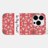 サンゴ色にモダンなパグ柄のモノグラム Case-Mate iPhoneケース (裏面 (横))