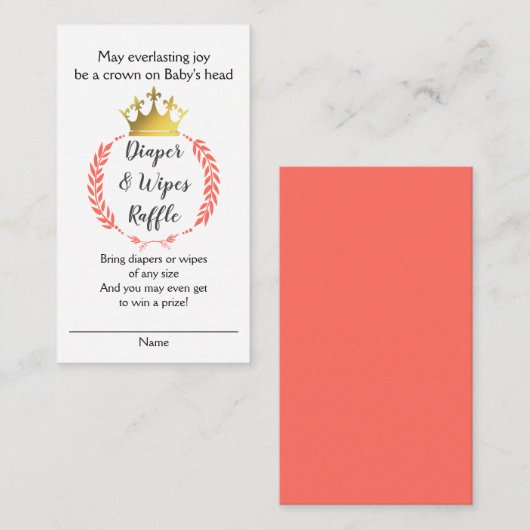 サンゴ色のクリスチャンおむつワイプくじ引き封入カード エンクロージャーカード (正面/裏面)