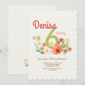 サンゴ色のデイジーの招待状 招待状 (正面/裏面)