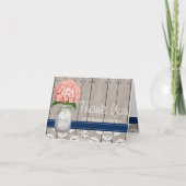 サンゴ色のハイドランジアの花のモノグラム メッセージ マソンジャー 感謝 (正面)