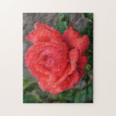 サンゴ色のバラの花アート フラワーパズル ジグソーパズル (縦)