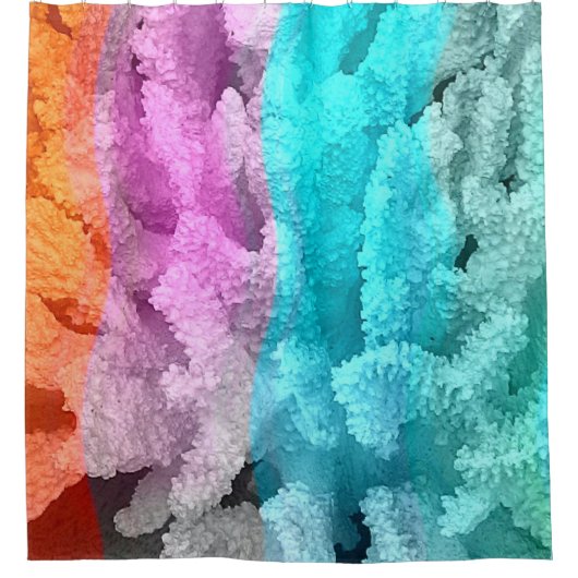 サンゴ色のバーストシャワーカーテン シャワーカーテン (正面)