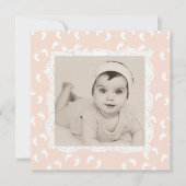 サンゴ色のベビーガール誕生のお知らせ 案内状 (正面)