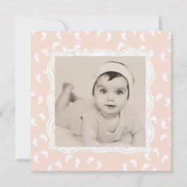 サンゴ色のベビーガール誕生のお知らせ 案内状